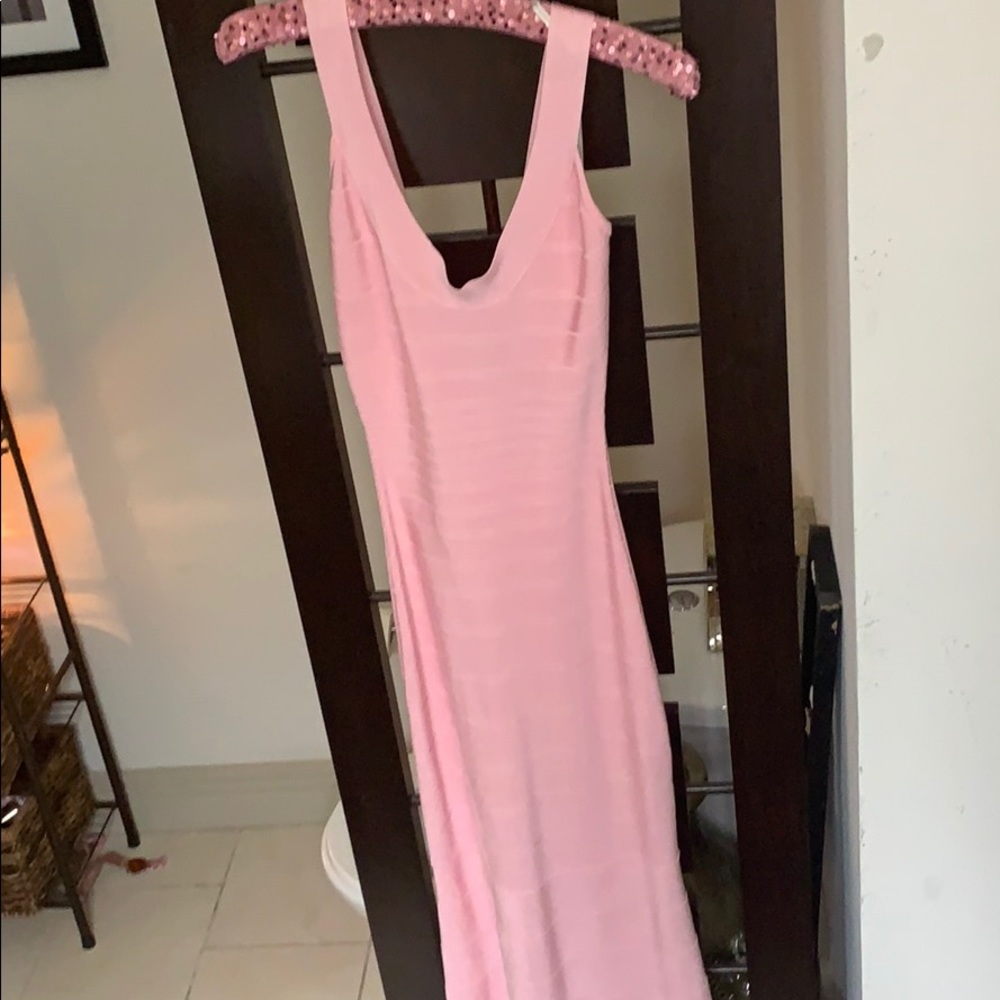 Herve Leger pink bandage gown